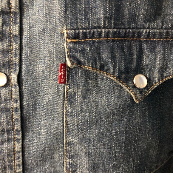Vintage Levi Strauss & Co Shirt Western Blue Denim Pearl Snap Buttons in EUC - Picture 2 of 7